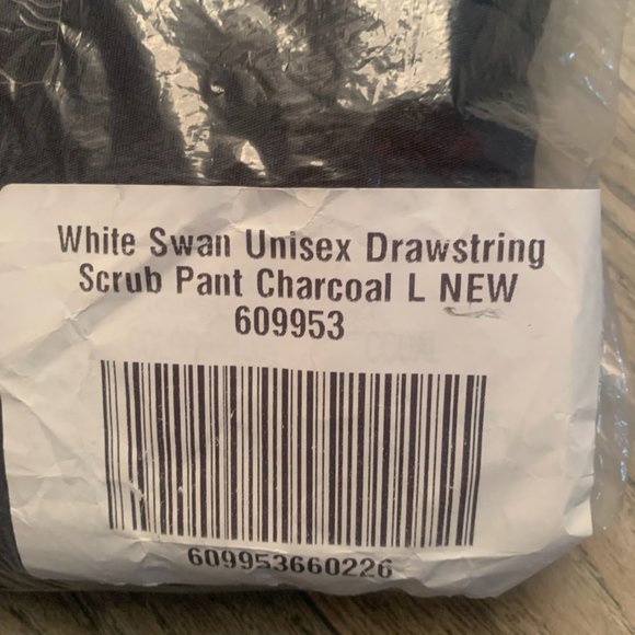 NWT WHITE SWAN UNISEX DRAWSTRING SCRUB PANTS CHARCOAL LARGE - Picture 6 of 7